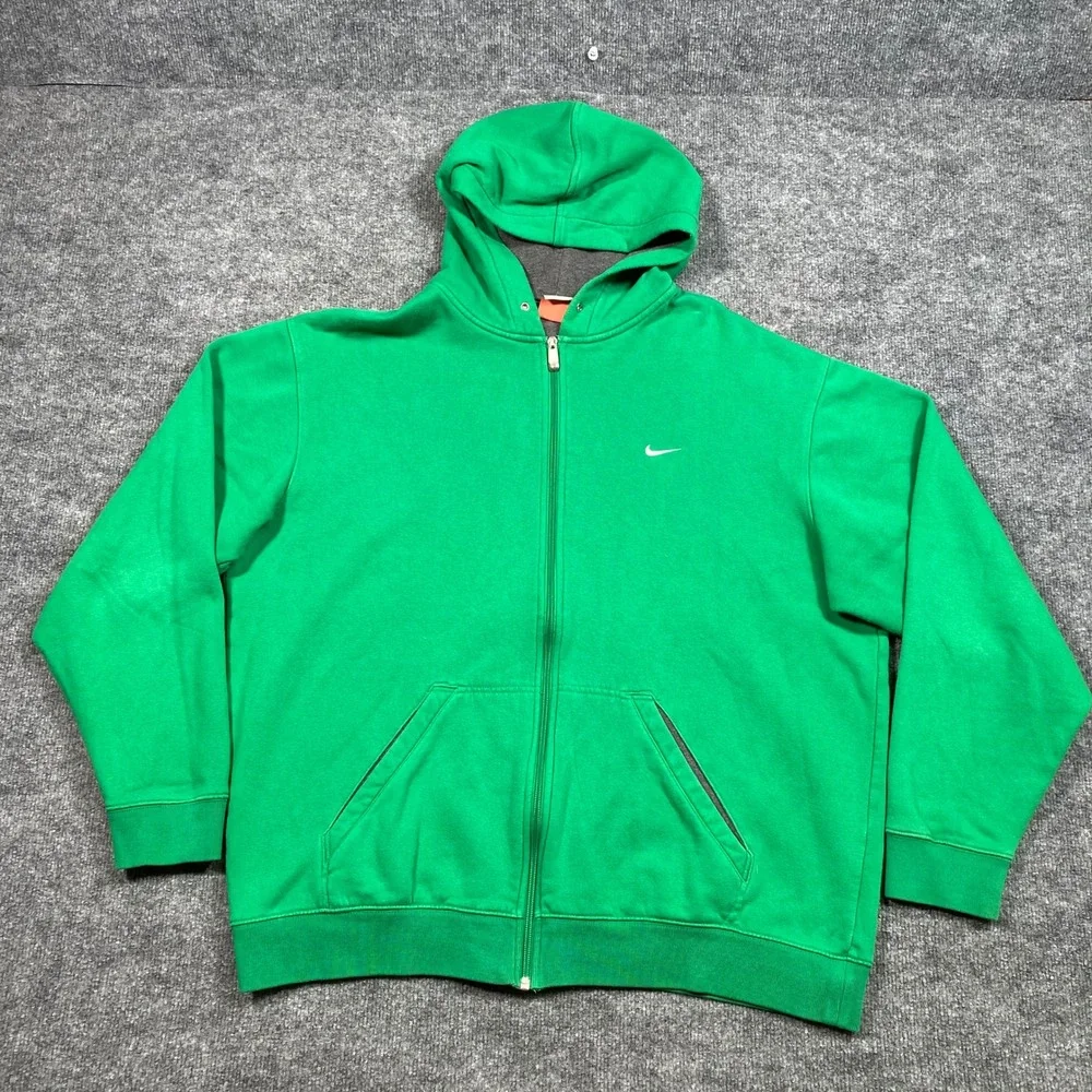 Nike Athletic Dept Mens‎ XL Green Full Zip Hoodie Swoosh Fleece 148781-383